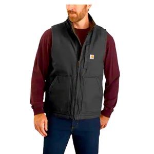 LOOSE FIT WASHED DUCK SHERPA-LINED MOCK-NECK VEST. Like new! Worn once. Size L.